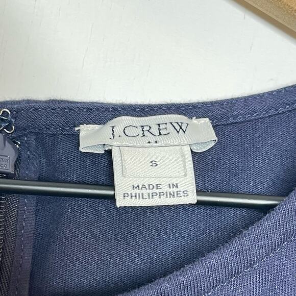 J. Crew Printed Bell Sleeve Dress Women's Size Small Navy Gingham Back Zip - Picture 8 of 9